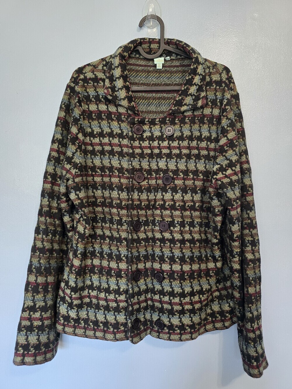 Shu Shu Womens Patterned Double-Breasted Knit Jacket 2XL